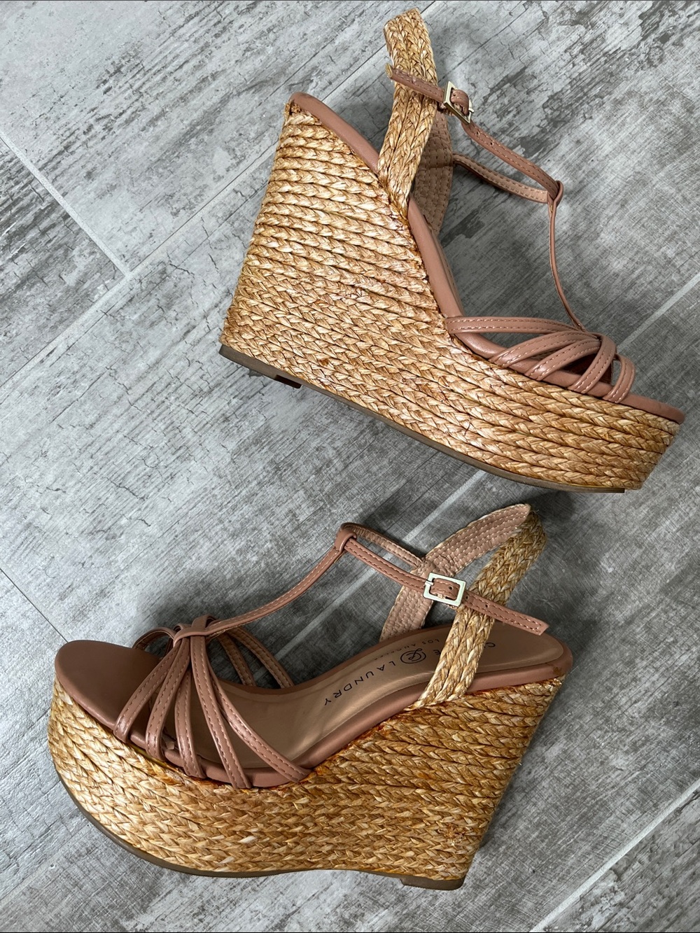Chinese Laundry Woven Espadrille Wedge Sandals in Tan